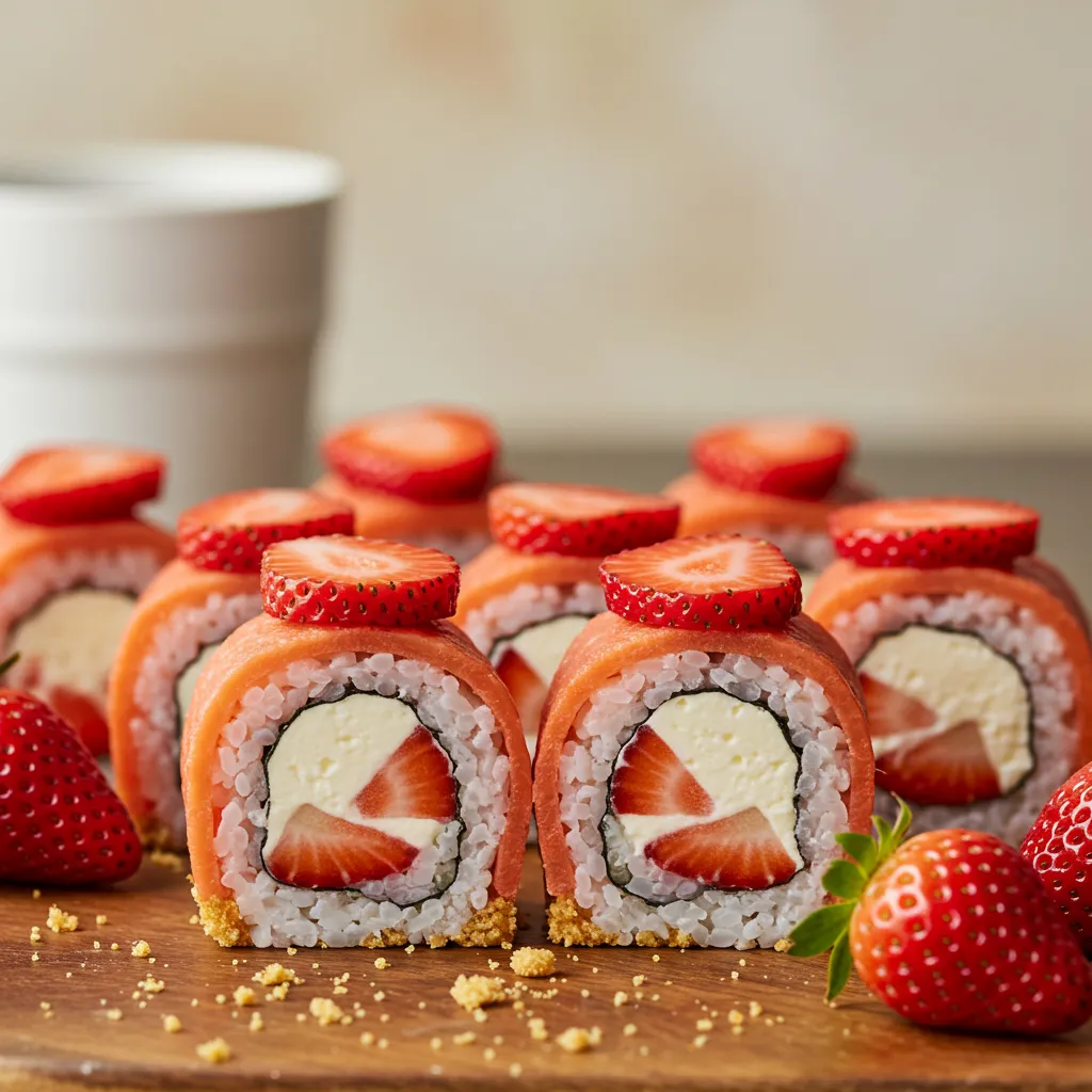 Strawberry Shortcake Cheesecake Dessert Sushi Rolls - secondary view